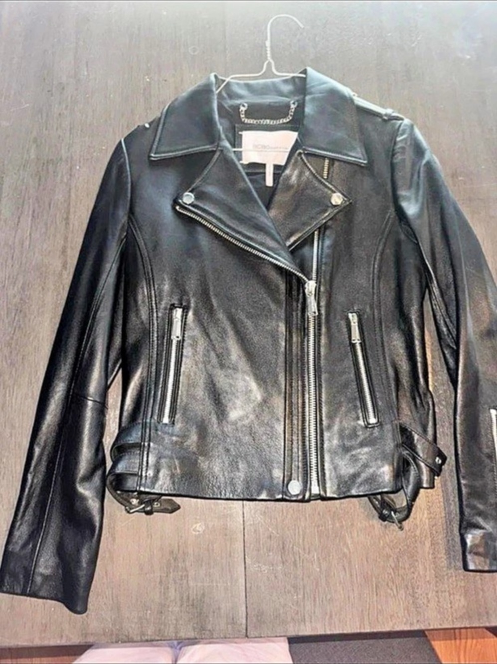 BCBGMAXAZRIA Leather Moto Jacket in Black Size Small NWT
